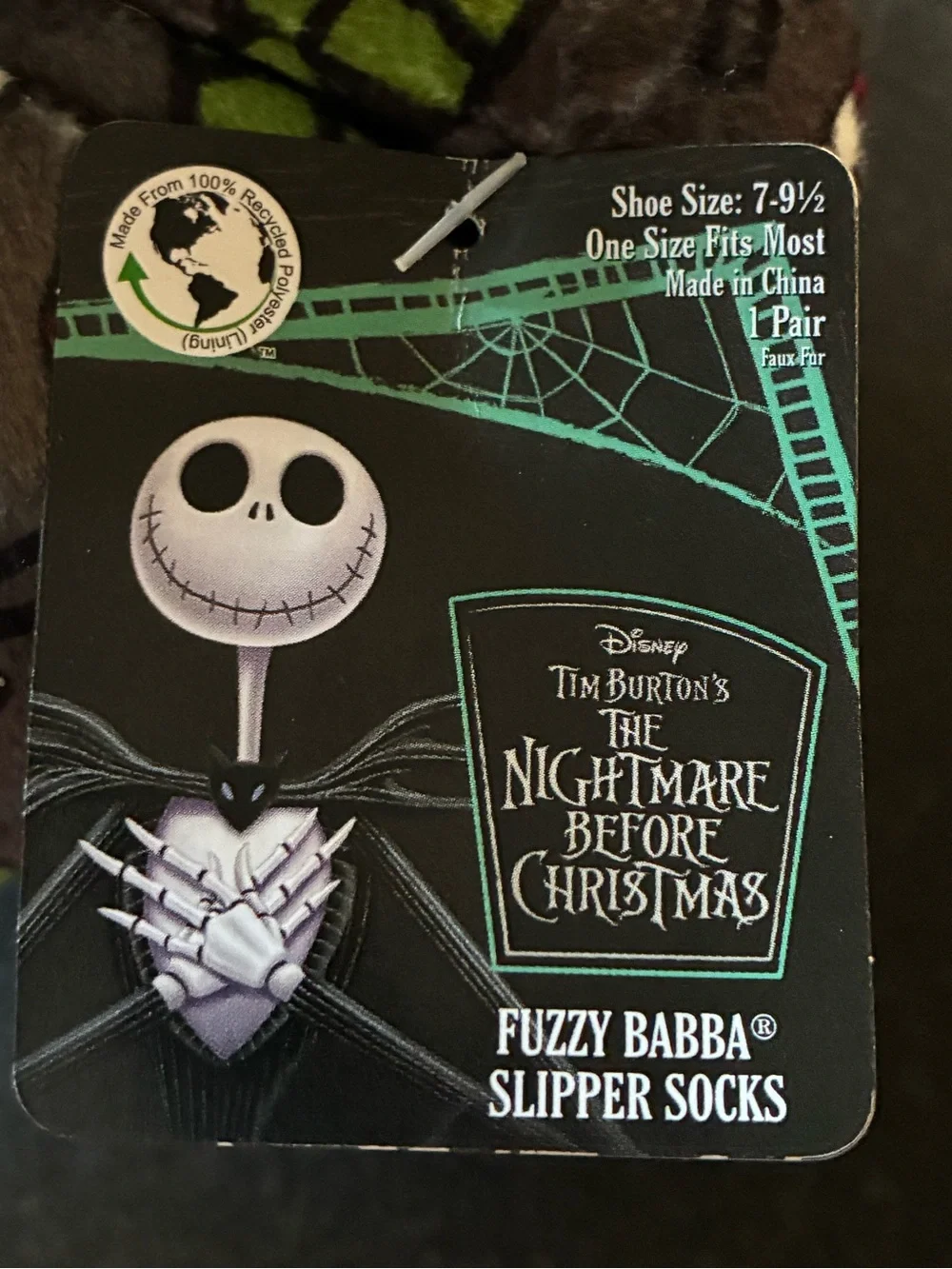 Disney The Nightmare Before Christmas Jack Skellington Fuzzy Babba Slipper Socks